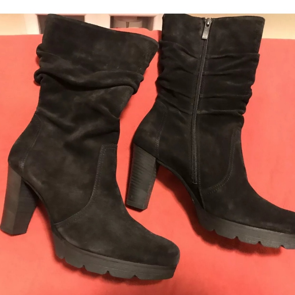 Paul Green black suede heeled boots